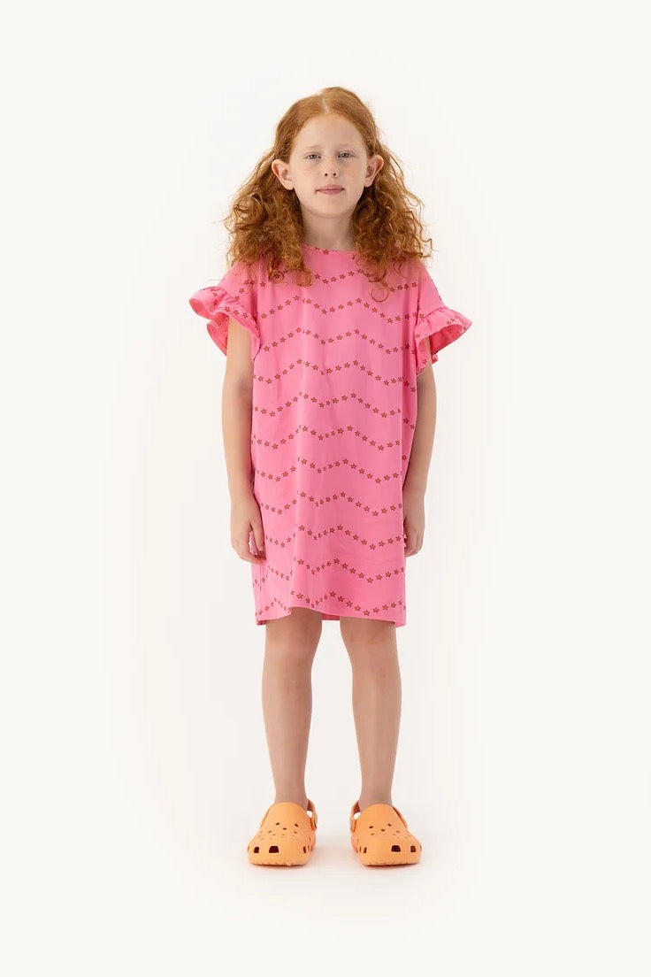 Zigzagr Dress , Dark Pink - Tiny cottons