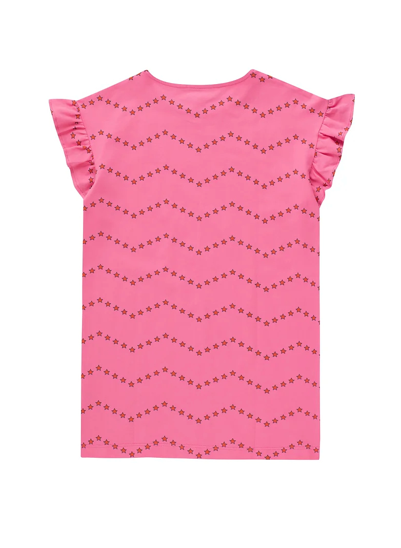 Zigzagr Dress , Dark Pink - Tiny cottons