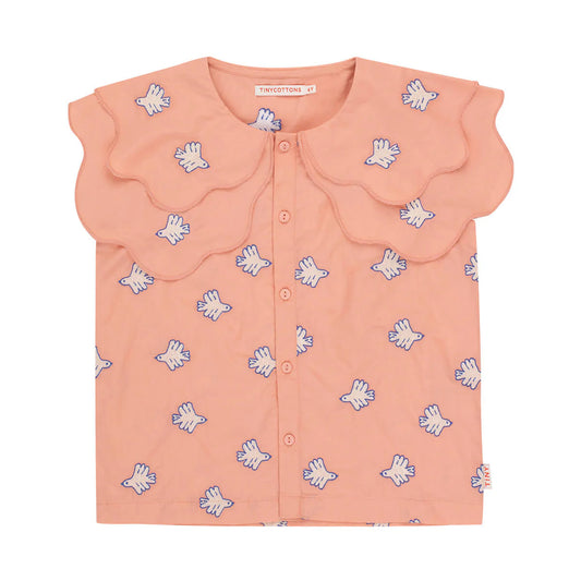 Doves Embroidered Blouse, Papaya - Tiny cottons