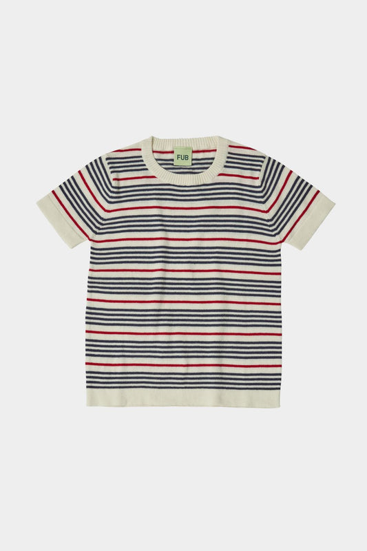 STRIPED T-SHIRT, ECRU/DARK NAVY