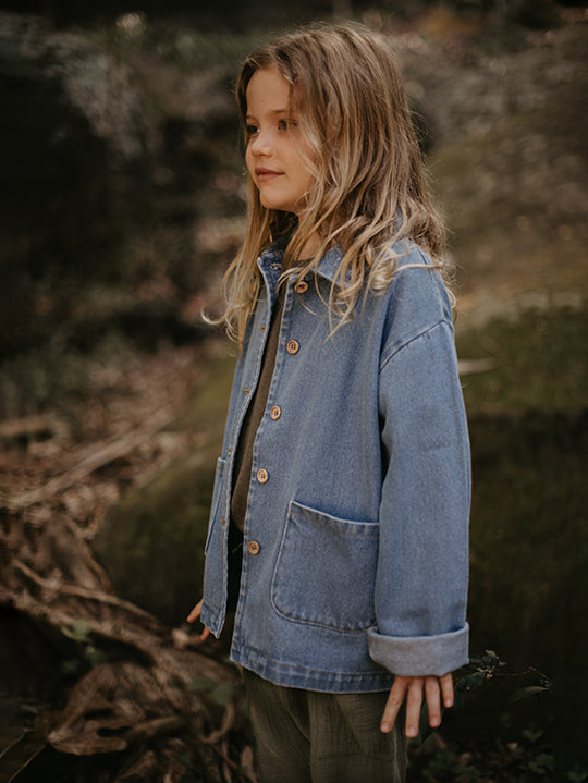 Simple denim outlet jacket